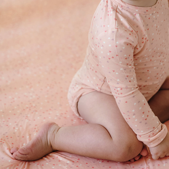 Fitted Cot Sheet - Pink Heart