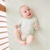 Fitted Cot Sheet - Sage Gingham
