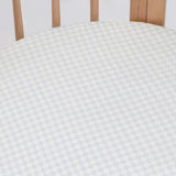 Fitted Cot Sheet - Sky Blue Grid