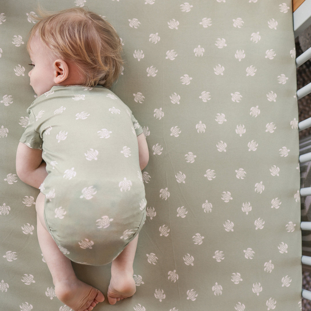 Fitted Cot Sheet - Turtle