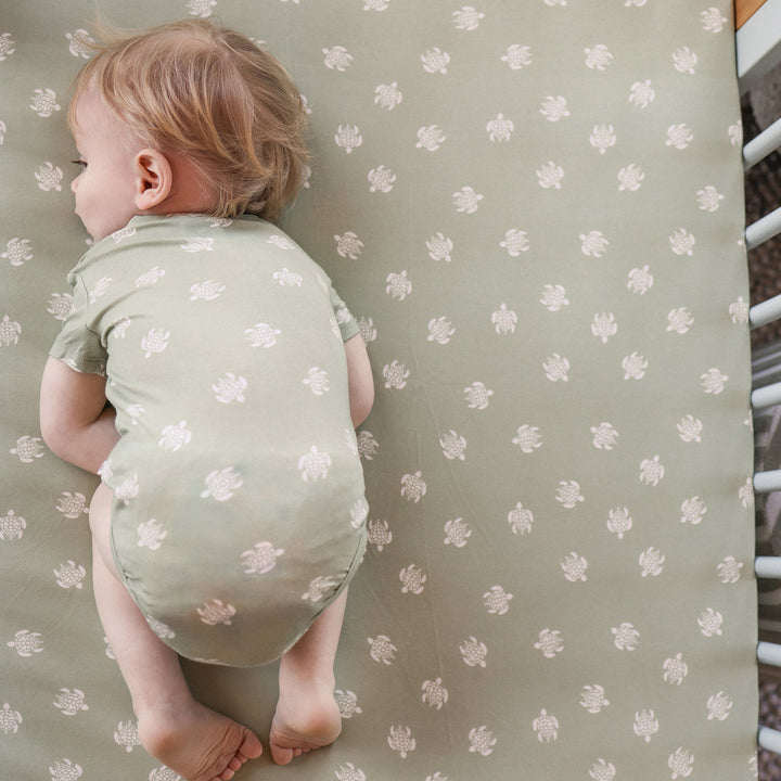 Fitted Cot Sheet - Turtle