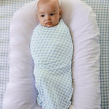 Large Stretchy Swaddle - Blue Gingham