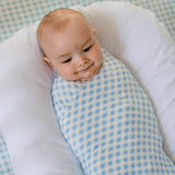 Large Stretchy Swaddle - Blue Gingham