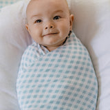 Large Stretchy Swaddle - Blue Gingham