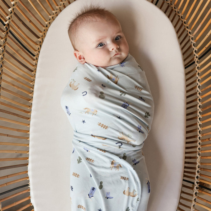 Large Stretchy Swaddle - Country Blue