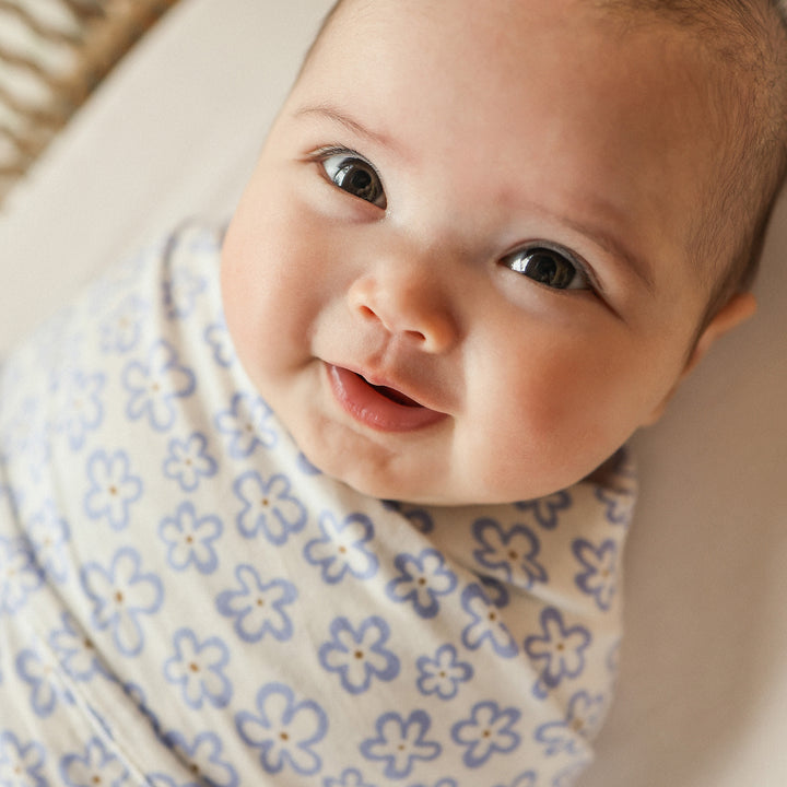 Large Stretchy Swaddle - Hibiscus Blue