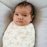 Large Stretchy Swaddle - Ivory Bow