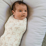 Large Stretchy Swaddle - Ivory Bow