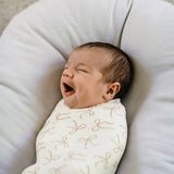 Large Stretchy Swaddle - Ivory Bow