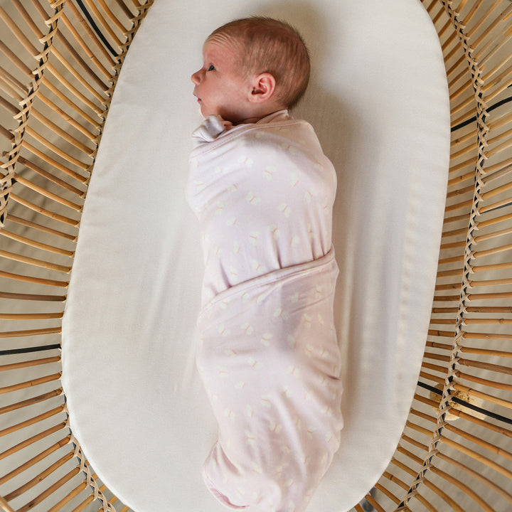 Large Stretchy Swaddle - Lilac Flutter