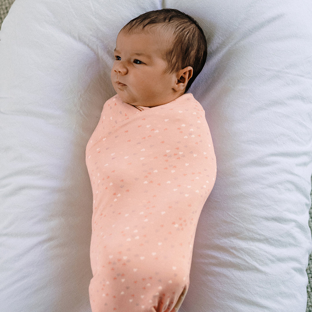 Large Stretchy Swaddle - Pink Heart