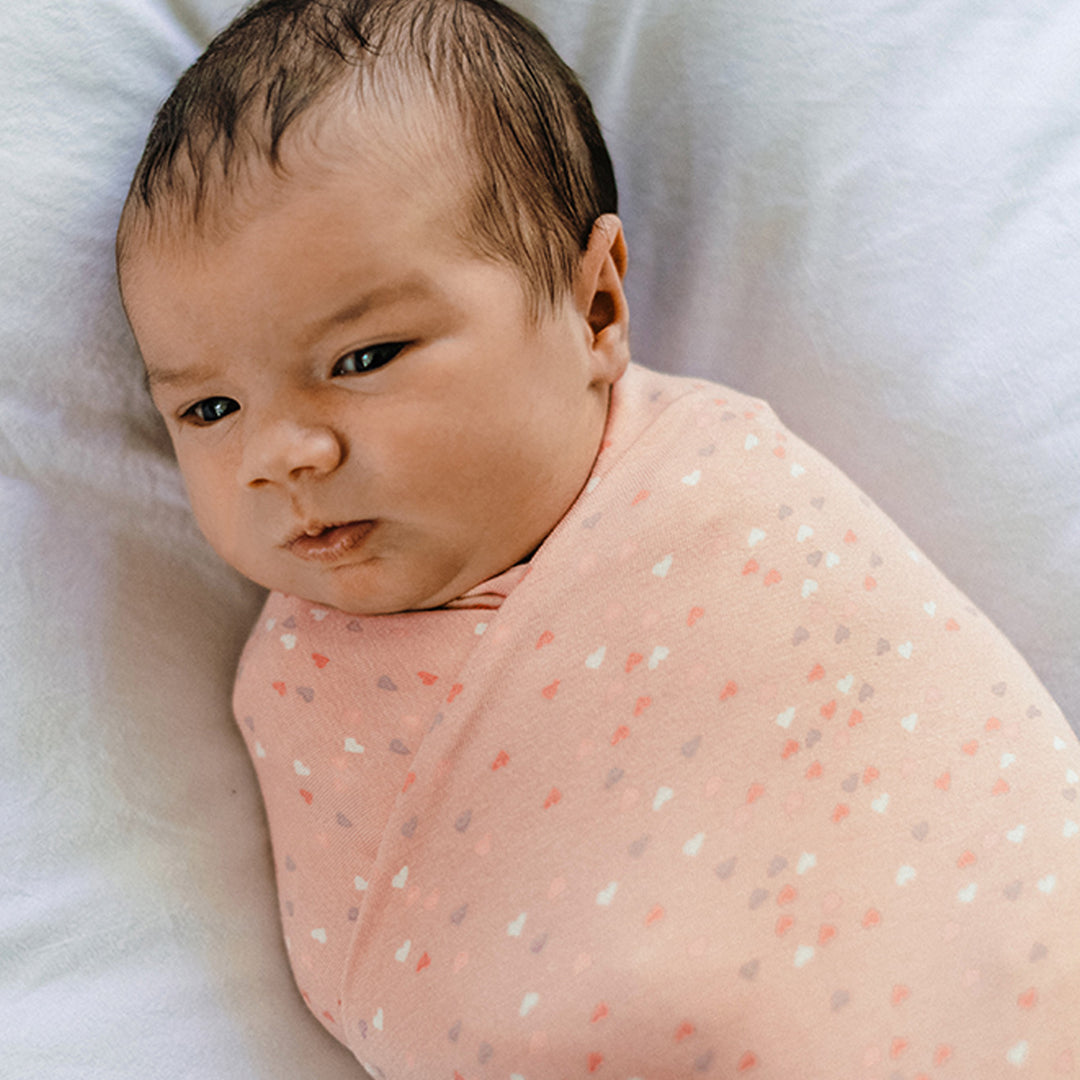 Large Stretchy Swaddle - Pink Heart