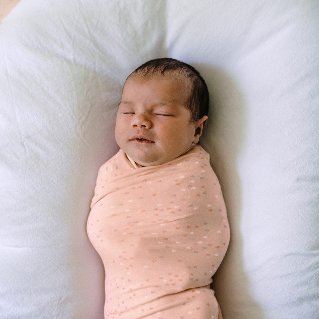 Large Stretchy Swaddle - Pink Heart