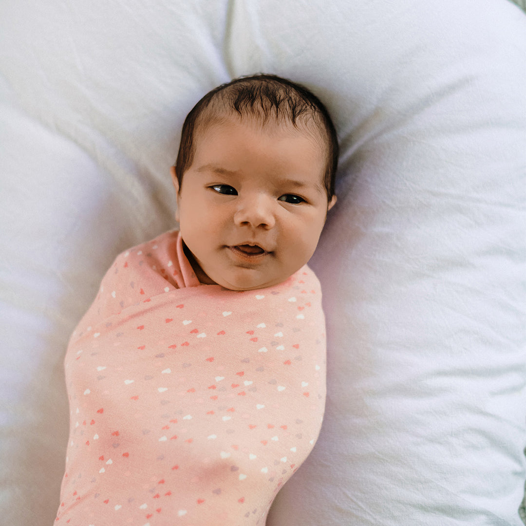 Large Stretchy Swaddle - Pink Heart