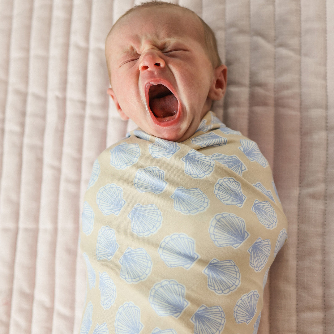 Large Stretchy Swaddle - Seashell Blue