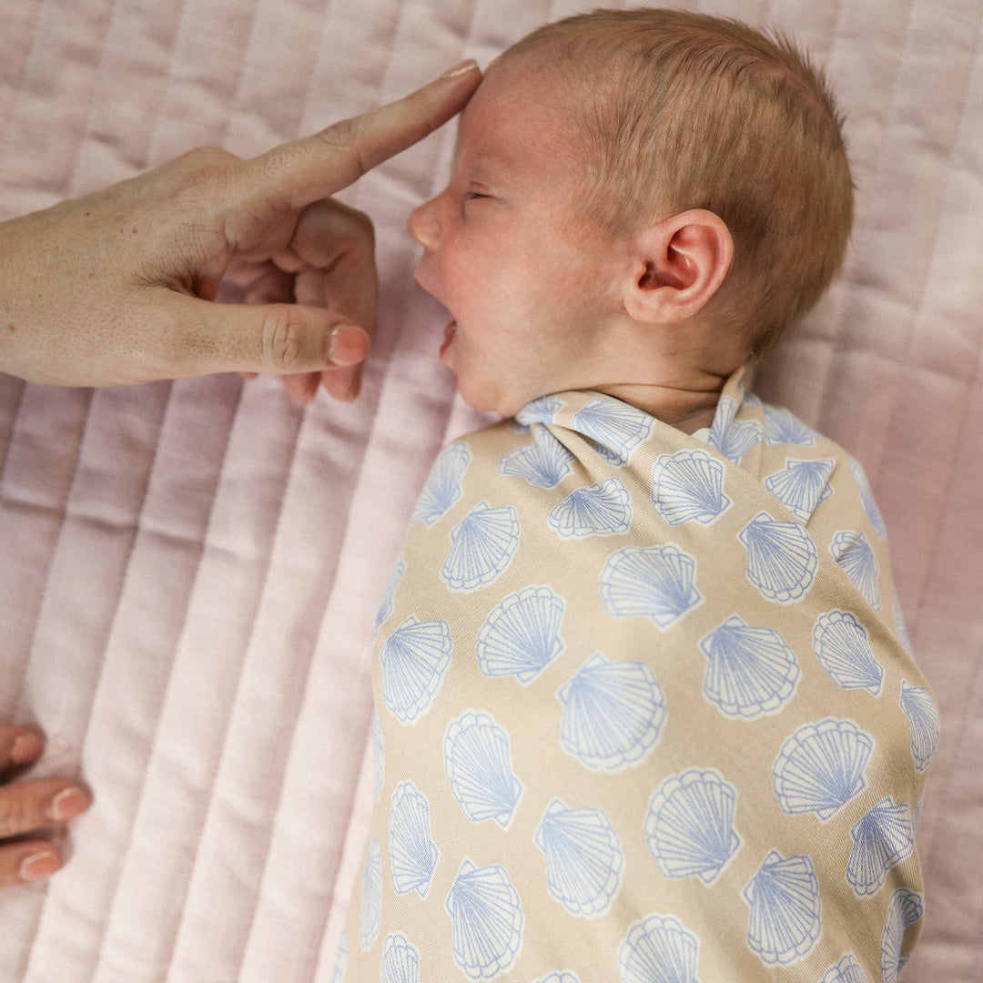 Large Stretchy Swaddle - Seashell Blue