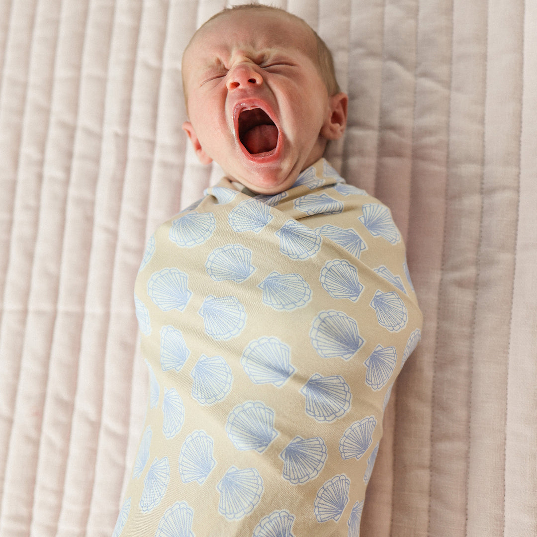 Large Stretchy Swaddle - Seashell Blue
