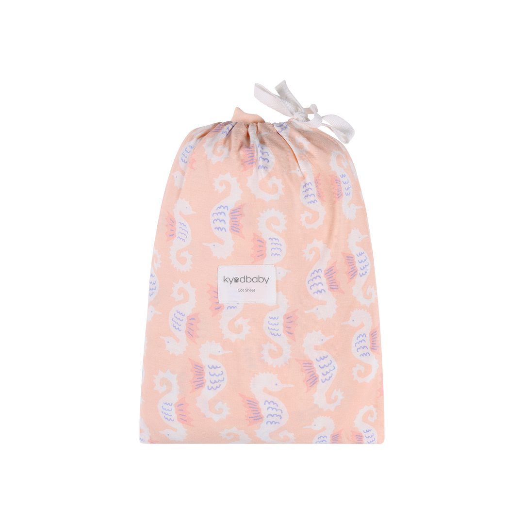 Fitted Cot Sheet - Seahorse