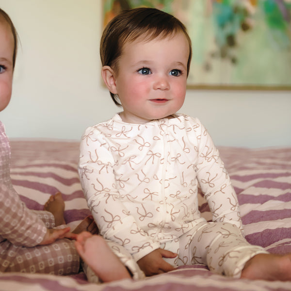 Day Or Night Onesie - Ivory Bow