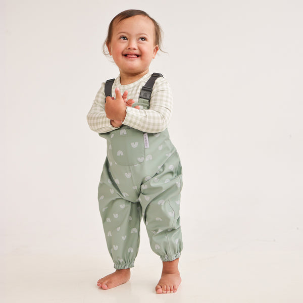Splashy Overall - Sage Rainbow