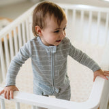 Organic Cotton Waffle Onesie - Grey Stripe