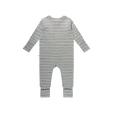 Organic Cotton Waffle Onesie - Grey Stripe