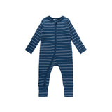 Organic Cotton Waffle Onesie - Navy Stripe