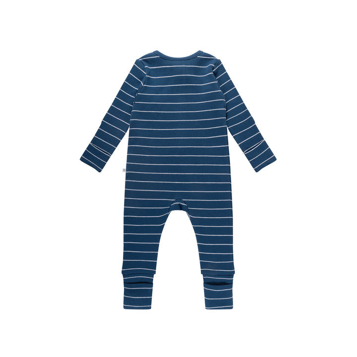 Organic Cotton Waffle Onesie - Navy Stripe
