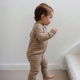 Organic Cotton Waffle Onesie - Neutral Stripe