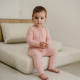 Organic Cotton Waffle Onesie - Pearl Stripe