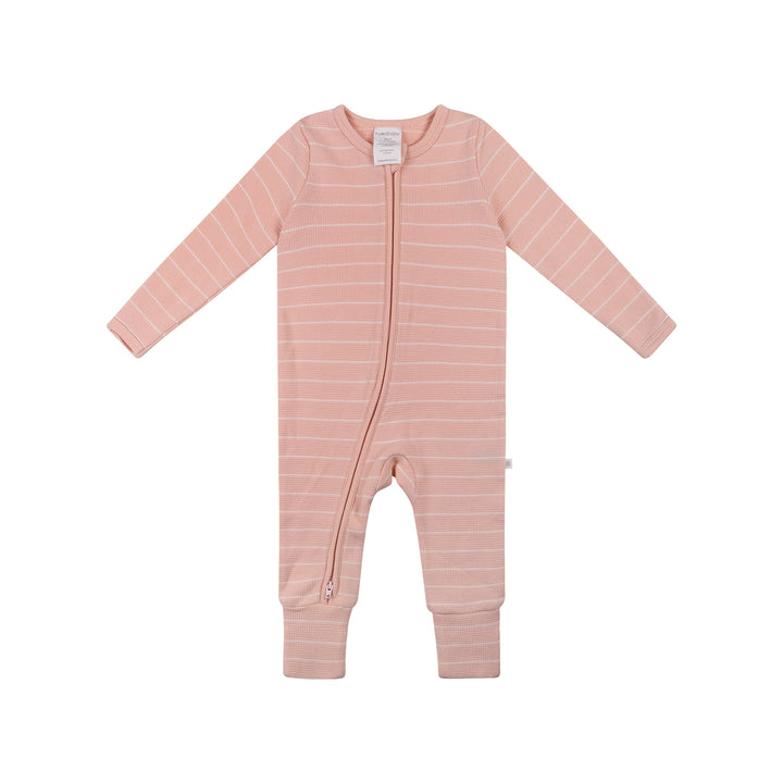 Organic Cotton Waffle Onesie - Pearl Stripe