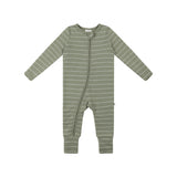 Organic Cotton Waffle Onesie - Sage Stripe