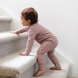 Organic Cotton Waffle Onesie - Woodrose Stripe