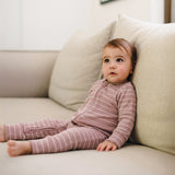 Organic Cotton Waffle Onesie - Woodrose Stripe