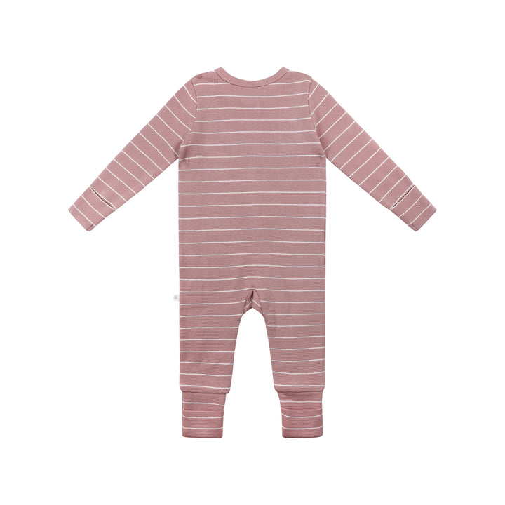 Organic Cotton Waffle Onesie - Woodrose Stripe