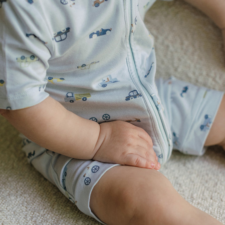 Day Or Night Onesie Short Sleeve - Blue Haze Cars