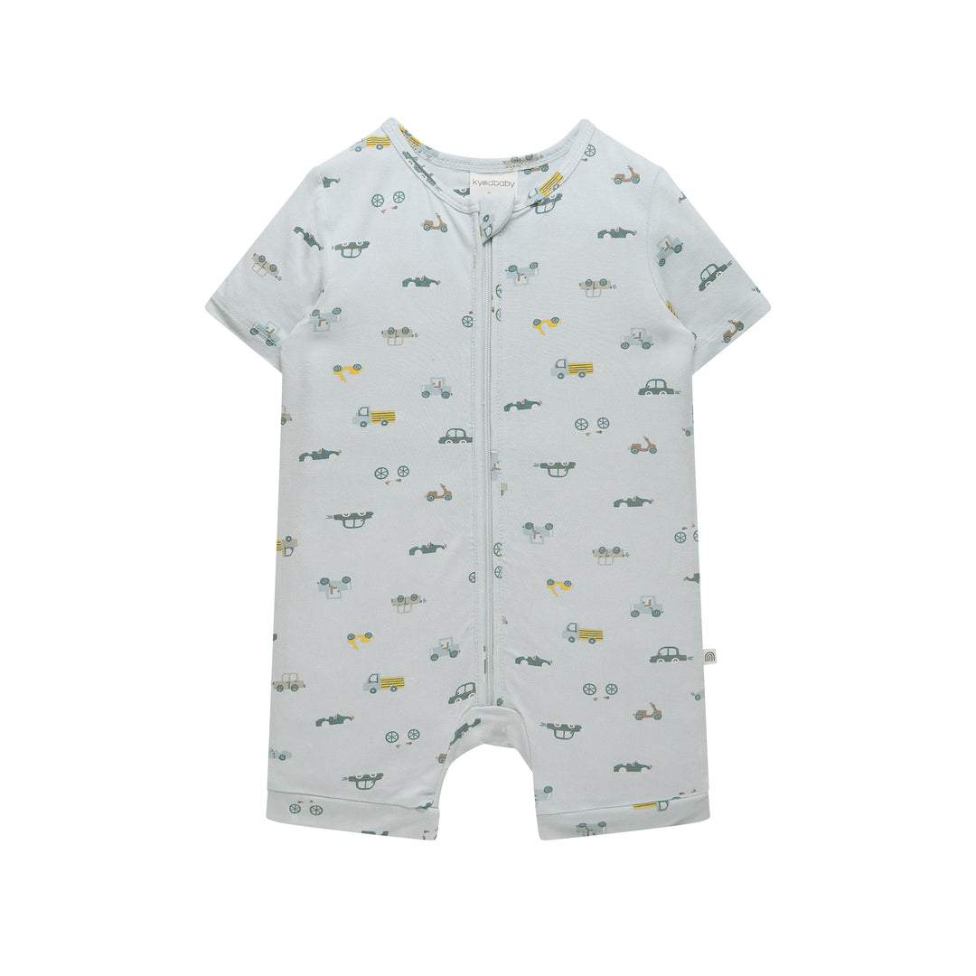 Day Or Night Onesie Short Sleeve - Blue Haze Cars