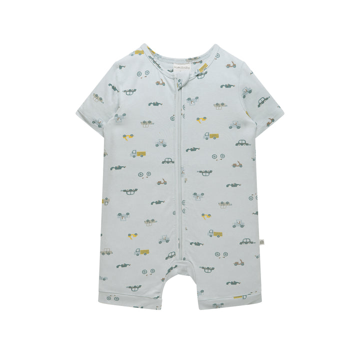 Day Or Night Onesie Short Sleeve - Blue Haze Cars