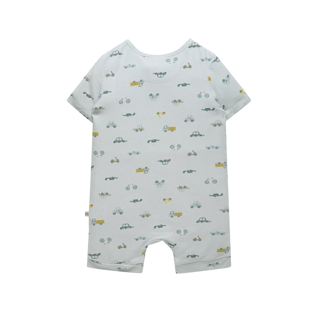 Day Or Night Onesie Short Sleeve - Blue Haze Cars