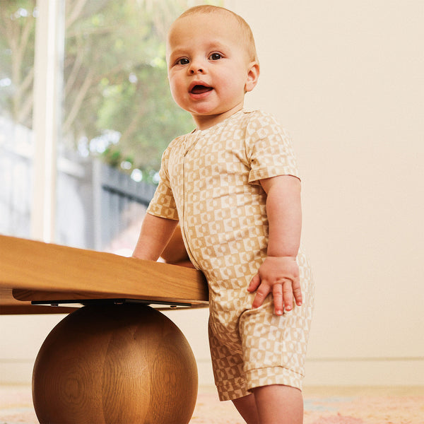 Day or Night Onesie Short Sleeve - Neutral Sunrise