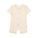 Day or Night Onesie Short Sleeve - Neutral Gingham
