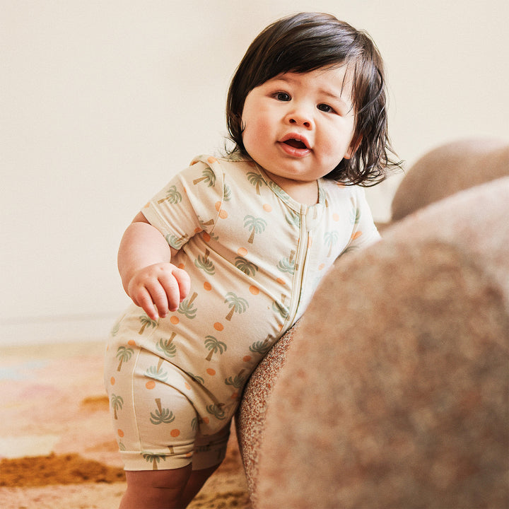 Day or Night Onesie Short Sleeve - Palm Sunset
