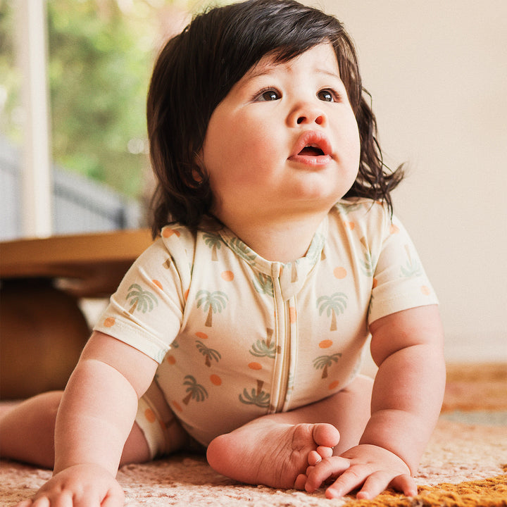 Day or Night Onesie Short Sleeve - Palm Sunset