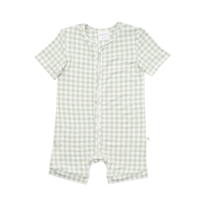 Day or Night Onesie Short Sleeve - Sage Gingham