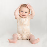 Day or Night Onesie Short Sleeve - Sand Dune Stripe