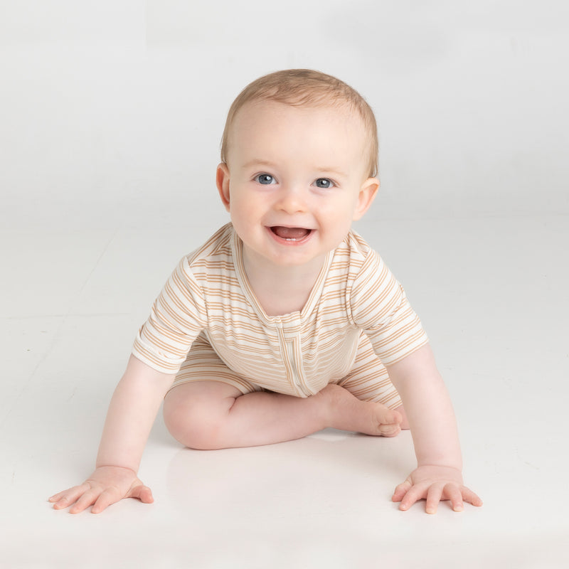 Day or Night Onesie Short Sleeve - Sand Dune Stripe
