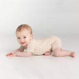 Day or Night Onesie Short Sleeve - Sand Dune Stripe