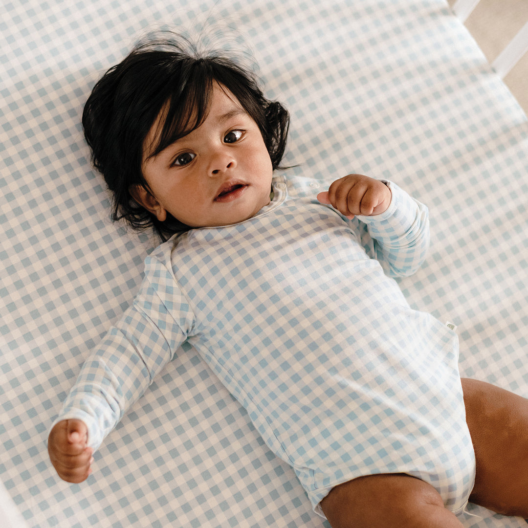 Comfy Bodysuit Long Sleeve - Blue Gingham