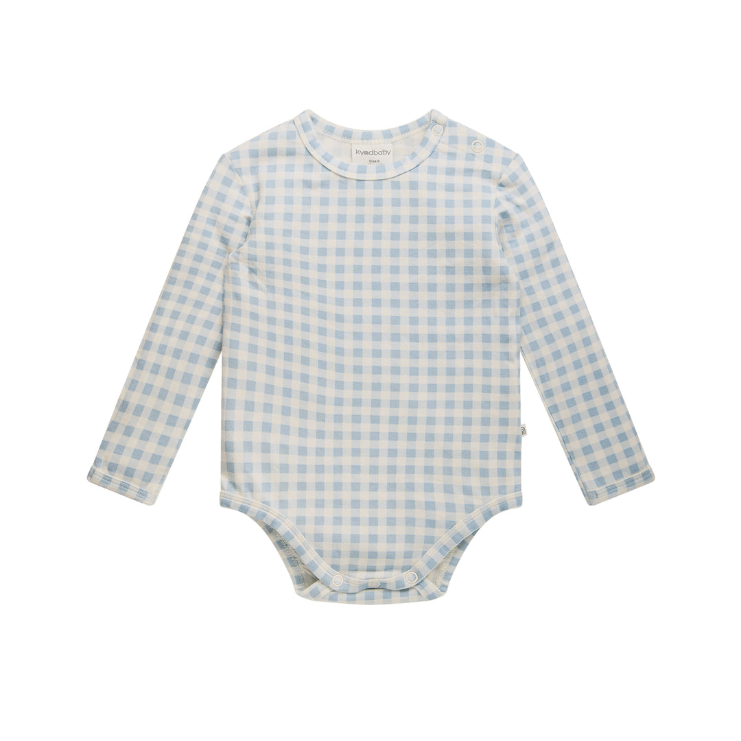 Comfy Bodysuit Long Sleeve - Blue Gingham