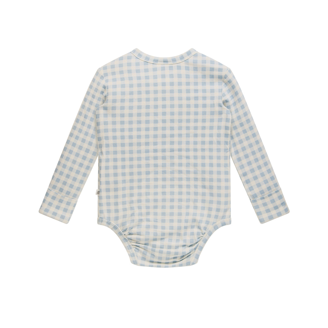 Comfy Bodysuit Long Sleeve - Blue Gingham